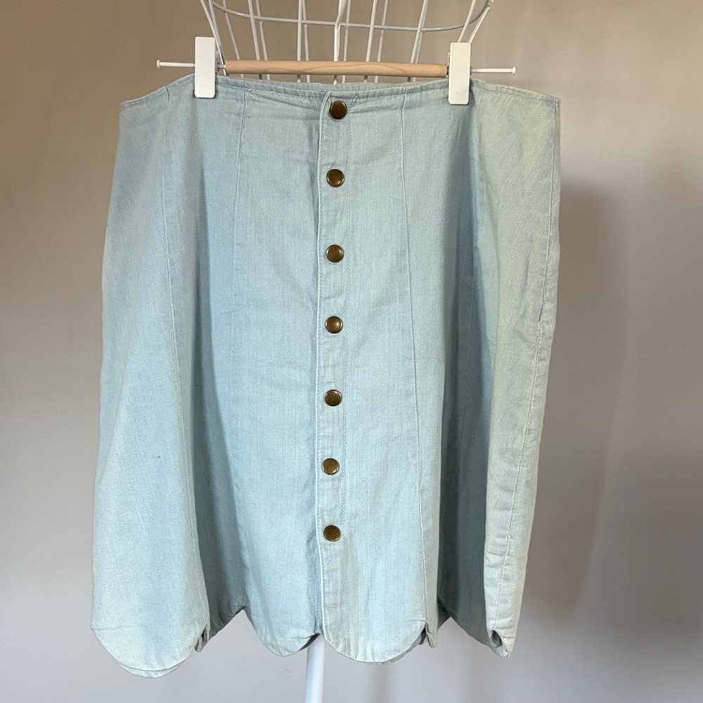 Light Blue Snap-Front Skirt